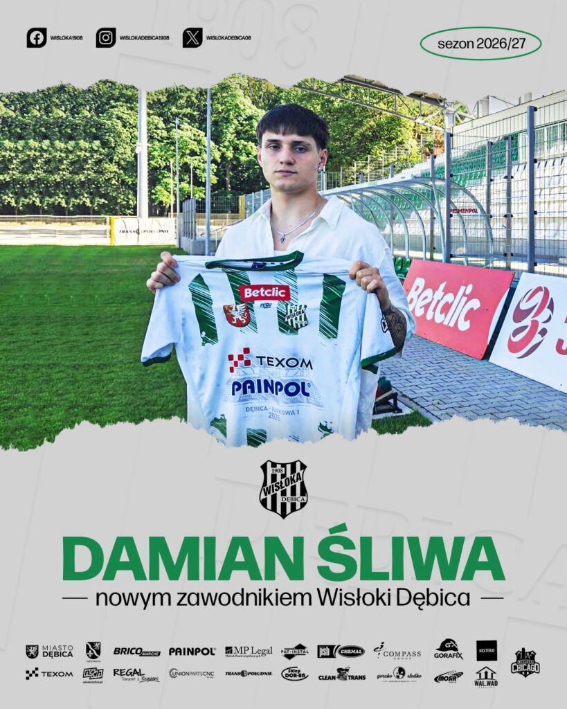 DAMIAN ŚLIWA ZAWODNIKIEM WISŁOKI!